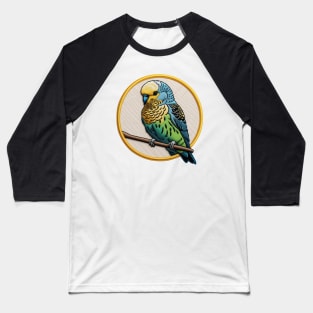 Colorful Budgie Embroidered Patch Baseball T-Shirt